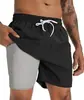 Shorts Esportivos de Malha Grande com Impressão Digital 3D, Shorts de Praia Masculino de Camada Dupla Estilo Europeu e Americano, Shorts Casuais Xadrez