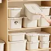 Caixa de armazenamento com tampa, organizador doméstico de plástico, caixa de armazenamento de roupas, caixa de armazenamento de guarda-roupa, disponível em vários tamanhos e empilhável