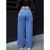 2025 Amazon Europeo y Americano comercio exterior transfronterizo ropa de mujer otoño nuevo casual holgado recto pierna ancha pantalones vaqueros para mujer