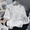 Camiseta de Manga Corta para Niños Verano Algodón Puro Tallas Mediana y Grande Deportiva Tie-Dye Manga Media Ropa de Verano para Niños Top Elegante Delgado