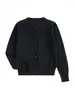 Cardigã de malha transfronteiriço para bebês, estilo universitário com vazados e strass, peça externa para meninas, algodão infantil com gola redonda para uniforme escolar, moderno