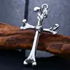 Steel Warrior Joias Europeias e Americanas Atacado Masculino Criativo Caveira Cruz Titânio Aço Colar Aço Inoxidável Pingente Acessório