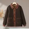 Roupas de outono e inverno para mães, casaco de algodão quente com forro de fleece, roupas de inverno para mulheres de meia-idade e idosas, jaqueta de fleece de cordeiro, casaco de algodão com fleece granular, agasalho