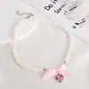 Collar Romántico de Perlas con Lazo de Corazón Rosa para Mujer, Diseño de Nicho, Gargantilla Dulce y Pura, Cadena para Clavícula