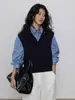 Chaleco de Punto con Cuello Alto Melard para Mujer, Ropa de Abrigo Estilo Old Money Otoño e Invierno Chaleco para Superponer Prendas de Punto
