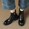 Botas Chelsea de Piel de Vaca Gruesas y Cálidas de Lana Pura para Viajar, Invierno 2025, Botines Cortos Gruesos con Tacón Alto y Punta Redonda, con Piel para Mujer