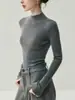 ¡Lavable en la lavadora! Suéter Base de Punto Delgado para Mujer Yangtze Yarn Extra Fino Sin Costuras Cuello Medio Alto 100% Lana