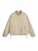 Otoño 2026 Nuevo Estilo Coreano Sencillo Cuello Alto Holgada Versátil Elegante Corta Casual Adelgazante Chaqueta para Mujer