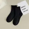 Calcetines con volantes de primavera y verano para mujer, calcetines de encaje JK estilo universitario japonés de moda, calcetines versátiles de media pantorrilla apilables, algodón puro