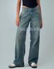 Jeans retrô de comércio exterior europeu e americano para mulheres, primavera de 2024, novo na Amazon, soltos, modeladores, desfiados, calças de perna larga