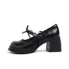 Elegantes zapatos de tacón alto estilo francés para mujer, nuevo modelo primavera y otoño 2026, adecuados para mujeres menudas para combinar con faldas, zapatos Mary Jane de cuero con tacón grueso