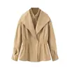 ZA comércio exterior transfronteiriço europeu e americano, roupas femininas, best-seller do AliExpress, jaqueta elegante de camurça com gola alta dupla camada, botão único