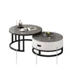 Mesa de centro redonda de losa de roca estilo italiano, un juego de mesa de té de alta gama para apartamentos pequeños, con un diseño moderno, minimalista y lujoso
