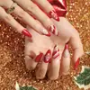 Uñas Portátiles de Navidad Copo de Nieve Amor Brillo Manicura Uñas Postizas Cortas Almendra Mariposa Uñas Largas Europeas y Americanas Venta al por Mayor