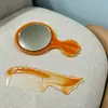 Espejo y peine portátiles, espejo de maquillaje portátil, juego dos en uno de peine y espejo para dormitorio de estudiante, espejo de maquillaje y peine de viaje