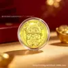 Año de la Oveja Moneda Conmemorativa de la Suerte Bolsa de Tela Roja Tres Ovejas Trayendo Prosperidad Hoja de Oro de Imitación Moneda de Oro de Año Nuevo Personalización Regalo de Año Nuevo Transfronterizo Venta al por Mayor