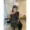 Envío Directo Transfronterizo Otoño e Invierno Rayas de Color Contrastante Cuello Asimétrico Manga Larga Camiseta Look Adelgazante para Mujer Versátil Hombro Descubierto Camiseta Base