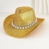 Accesorios de Perlas Sombrero de Vaquero Occidental Sombrero para Exteriores de Gran Circunferencia de Cabeza Sombrero de Copa Estilo Europeo y Americano para Mujer Sombrero de Jazz Versátil para Hombre