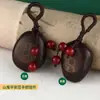 Novo pingente de feijão da paz estilo chinês, pingente de madeira de pêssego estilo antigo, pingente de chaveiro de colar decorativo