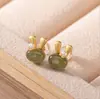 Llenos de corazón de niña Super tolerables Pendientes de Conejo de Jade plata de ley antigua oro exquisitos dulces divertidos pendientes para mujeres