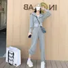 Sudadera con Capucha Moda Coreana de Otoño e Invierno Talla Grande Holgada Temperamento Casual Adelgazante Conjunto de Ropa Deportiva Pantalones de Pierna Ancha Venta al por Mayor Transfronteriza