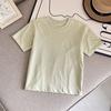 Camiseta de Verano Estilo Japonés para Niños y Niñas, Mezcla de Algodón, Cuello Redondo, Manga Corta, Hombros Caídos, Corte Holgado, Absorbente de Sudor, Secado Rápido T465136
