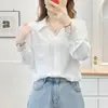 Camisa Especial 100kg Novo Design da Moda Outono Patchwork de Renda Manga Longa para Mulheres Plus Size 0862