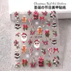 Pegatinas para Uñas Serie Navideña 5D en Relieve 3D Muñeco de Nieve Árbol de Navidad Brillo Rojo Adornos de Pegatina para Uñas en Relieve