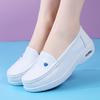 Nuevos Zapatos de Enfermera con Amortiguación de Aire para Primavera y Verano, Cómodos para Mujer, Suela Suave, Transpirables, Antideslizantes, Tacón Medio, Suela Gruesa, Boca Poco Profunda, Zapatos de Trabajo Blancos