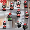 10 Conjuntos de Decoração de Natal Gato Preto Chapéu de Natal Fantasia Árvore de Madeira para Interior e Exterior Pêndulos de Decoração para Casa