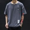 Camiseta bordada de manga curta Novo estilo coreano masculino plus size Estudante Verão Thin Loose Round Neck camiseta de manga curta masculina