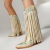 Botas Vaqueras Transfronterizas de Amazon Bordadas Otoño e Invierno Nuevas Botas de Caballero Talla Grande Borla Tacón Grueso Remaches Occidentales Botas Altas