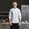 Ropa de Trabajo de Chef de Manga Tres Cuartos para Catering de Hotel de Alta Gama Otoño e Invierno, Uniformes de Chef de Cocina de Catering, Se Puede Bordar con Logo