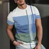 Camiseta de Manga Corta a Rayas con Bloques de Color de Verano para Hombre Cross-Border 2026 Estilo Europeo y Americano Bloques de Color Casual Top de Cuello Redondo Venta al por Mayor en Stock