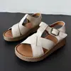 Sandalias de Cuero Redondas de Nuevo Estilo 2026 para Mujer, Zapatos de Mujer de Tira Cruzada de Moda, Sandalias Romanas Casuales Versátiles de Punta Abierta para Verano
