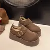 Sapatos Birkenstock com forro de fleece e sola grossa para mulheres, sapatos de inverno 2026 novo modelo, sapatos casuais para neve, slip-on com fivela, sapatos versáteis de algodão