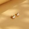 Brincos de Tarraxa IMI White fritillary com temperamento adorável em aço titânio leve luxo moda francesa brincos de coração de pêssego dourado YE205