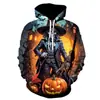 Sudadera con Capucha para Festival de Halloween Transfronterizo Europeo y Americano, Cabeza de Calabaza de Terror, Impresión Digital 3D, Sudadera Casual con Capucha, Suéter de Manga Larga
