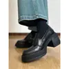 Sapatos mocassins de couro com sola silenciosa, couro macio, sola grossa, salto alto, adequados para mulheres baixinhas, salto grosso, que aumenta a altura, sapatos pequenos de couro estilo britânico