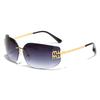 Gafas de Sol Estilo Celebridad de Internet Y2K con Lentes Curvos de Alta Gama, Gafas de Sol sin Montura para Mujer, Gafas de Sol Personalizadas con Protección Solar
