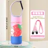 Taza de Vidrio Portátil de Dibujos Animados, Taza Térmica, Cubierta Protectora de Plástico para Taza, Funda de Neopreno para Taza, Cubierta de Taza de Agua para Llevar en la Mano, Tela de Panda