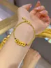 Pulsera de Monedas de Cobre de los Cinco Emperadores Dorados Nueva Pulsera Popular de Cuentas Disco Diseño de Nicho Retro Lujo Ligero Pulsera de Gama Alta