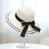 Sombrero de Paja Tejido de Ala Ancha para Protección Solar de Verano Transfronterizo Sombrero de Playa con Lazo para Vacaciones en la Costa Sombrero para el Sol para Mujeres