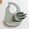 Conjunto de Alimentação de Silicone para Bebê, Tigela de Alimentação à Prova d'Água, Garfo e Colher Macios, Resistente a Altas Temperaturas, Atacado Dropshipping