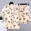 Pijama de Verano Fino de Manga Corta para Hombre, Cárdigan, Diseño de Dibujos Animados Tallas Grandes, Conjunto Casual de Ropa de Casa Juvenil para Hombre