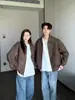 Chaqueta de Béisbol de Gamuza de Marca de Moda Ropa de Dos Piezas de Cuero PU para Pareja Ropa de Trabajo Traje de Motociclista para Primavera y Otoño Abrigo