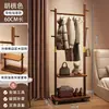 Perchero de Madera Maciza de Pie para Dormitorio Uso en Casa Color Nogal Madera de Caucho Multifuncional Con Ruedas Móvil Almacenamiento Perchero para Colgar Ropa