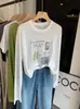 Camisa de proteção solar Lyocell de manga longa para mulheres, roupas femininas de verão 2026, estilo coreano, top com estampa gráfica decorativa tridimensional, camiseta feminina