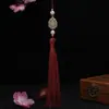 Pingente Decorativo para Carro com Franja de Tassel de Abóbora Pérola Vintage, Franja Fresca de Cheongsam, Ventilador Dobrável, Moda, Enfeite DIY