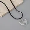 Nuevo Collar Transparente de Vidrio con Colgante de Corazón de Forma Ajustable, Cadena para Clavícula de Temperamento para Mujer